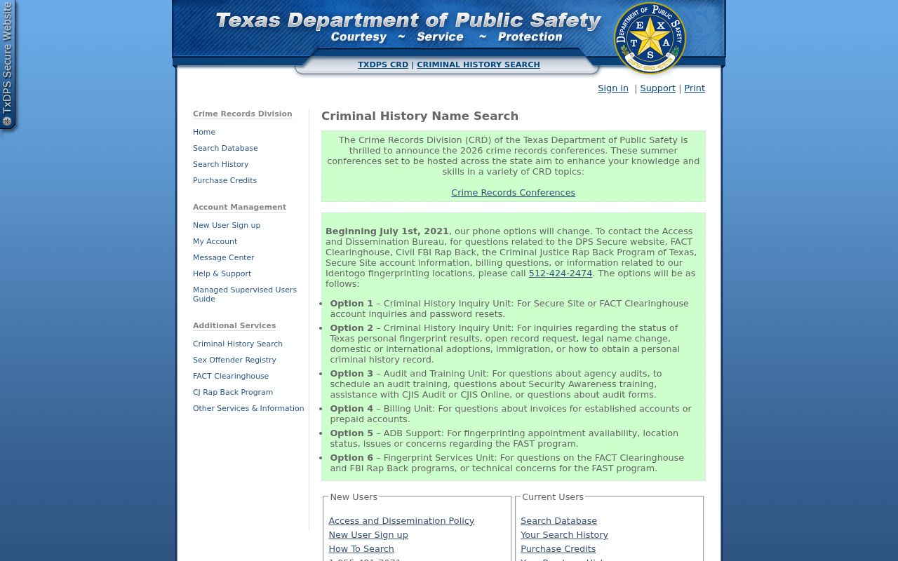 Texas DPS search for Cass County criminal history