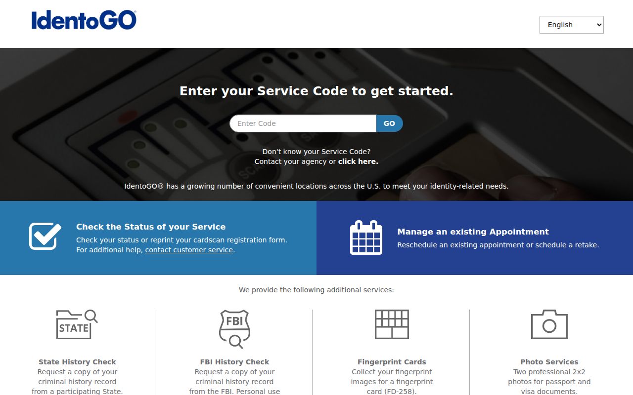 IdentoGO enrollment for a Cass County fingerprint criminal record review
