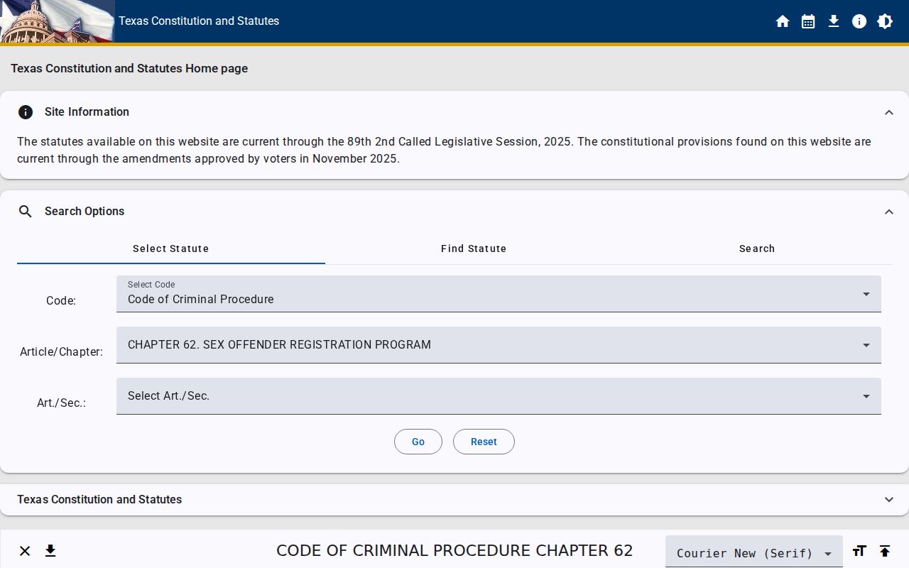 Texas Chapter 62 law for Cass County sex offender registration requirements