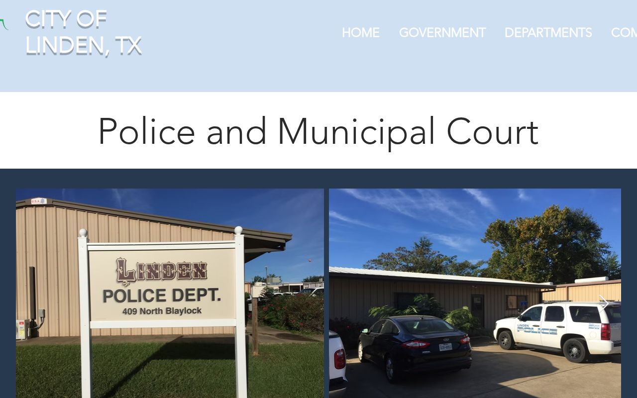 Linden Police Department criminal records access page in Cass County