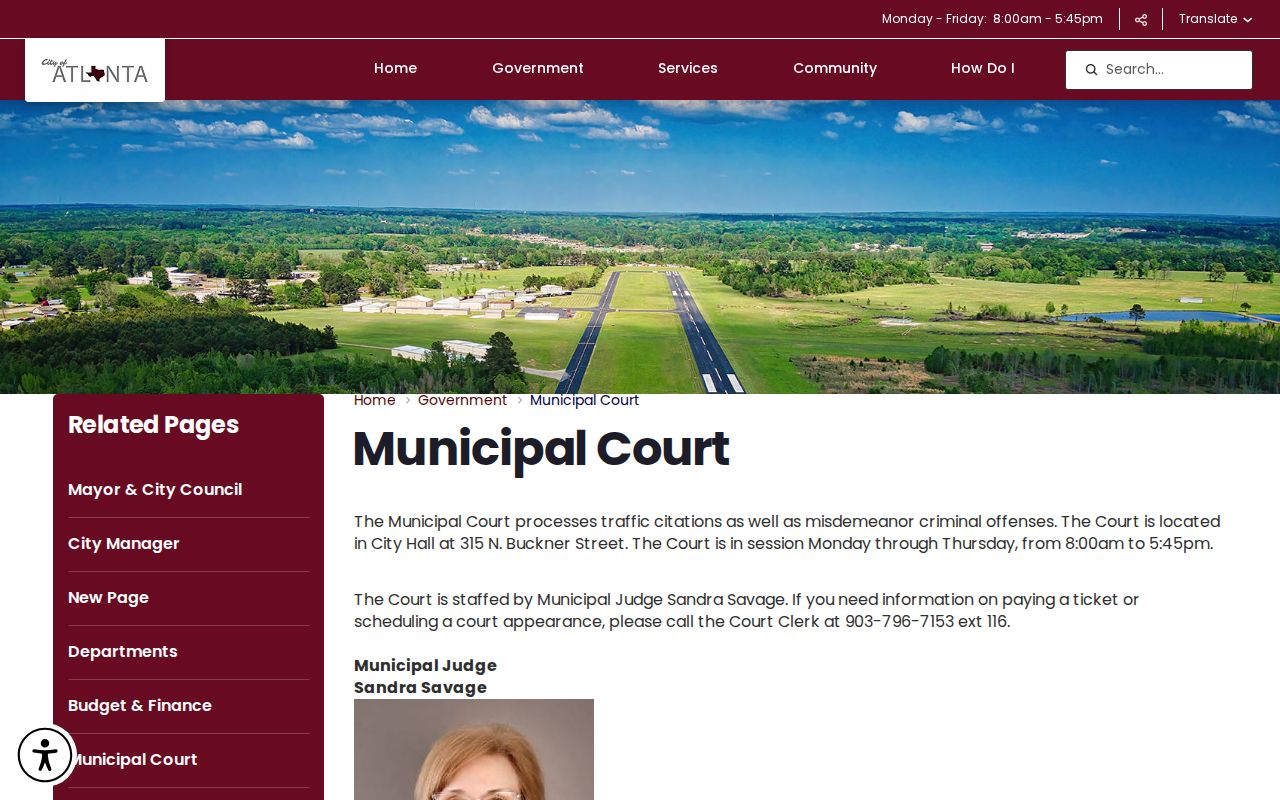 Atlanta Municipal Court criminal records and citation access in Cass County